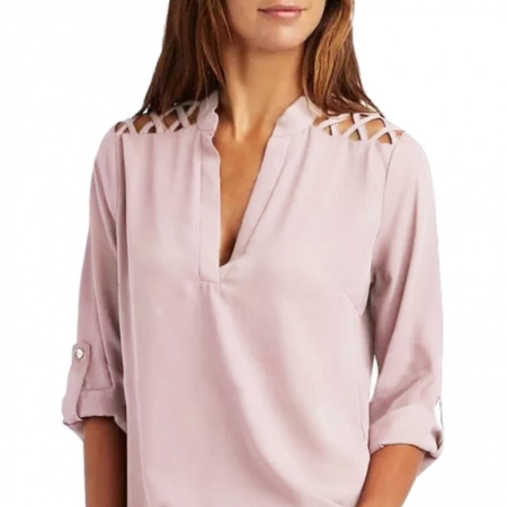 Taro Purple Crisscross Shoulder Blouse